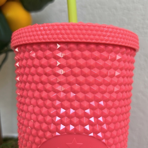 ❗️STARBUCKS DRAGON FRUIT PINK STUDDED BLING STRAW TUMBLER COLD CUP - Picture 2 of 8
